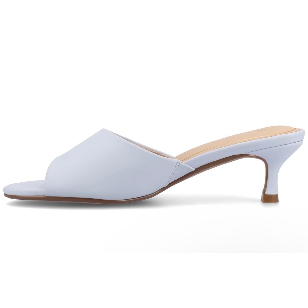 Journee Collection Jeylah Light Blue Vegan Leather Kitten Heel Slides 7.5 NEW